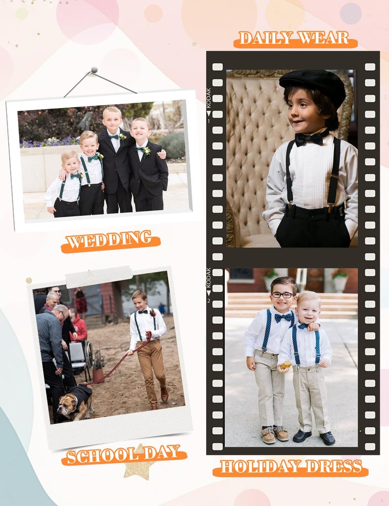 HANERDUN Kids Suspenders Bowtie Sets Adjustable Suspender Set for Boys and Girls - Image 5